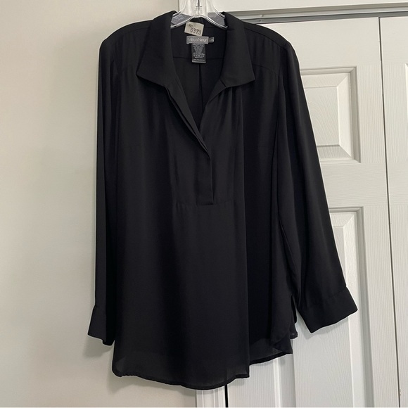 Maya Negri Black Sheer Blouse Long Sleeve Size XL/XXL - Picture 1 of 6